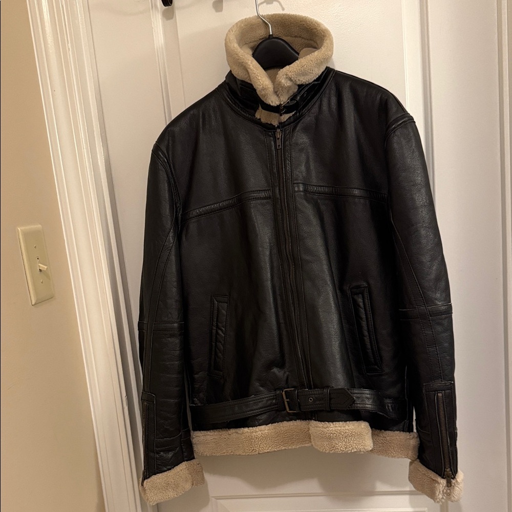 Leather Sherpa lined Jacket